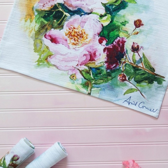 April Cornell Placemats Set of 4 Peony Watercolor - Picture 3 of 3